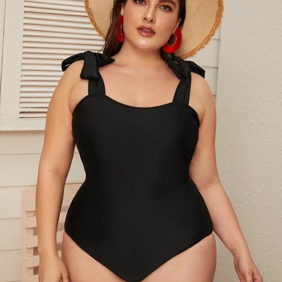 Black Swim Suit it Tie Detail - Picture 1 of 5